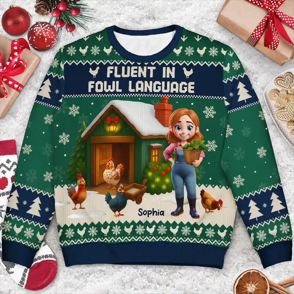 All I Want for Christmas Is Chickens - Personalized Unisex Ugly Sweater - Image 3