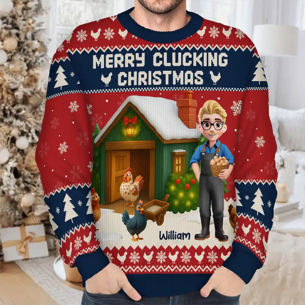 All I Want for Christmas Is Chickens - Personalized Unisex Ugly Sweater - Image 4