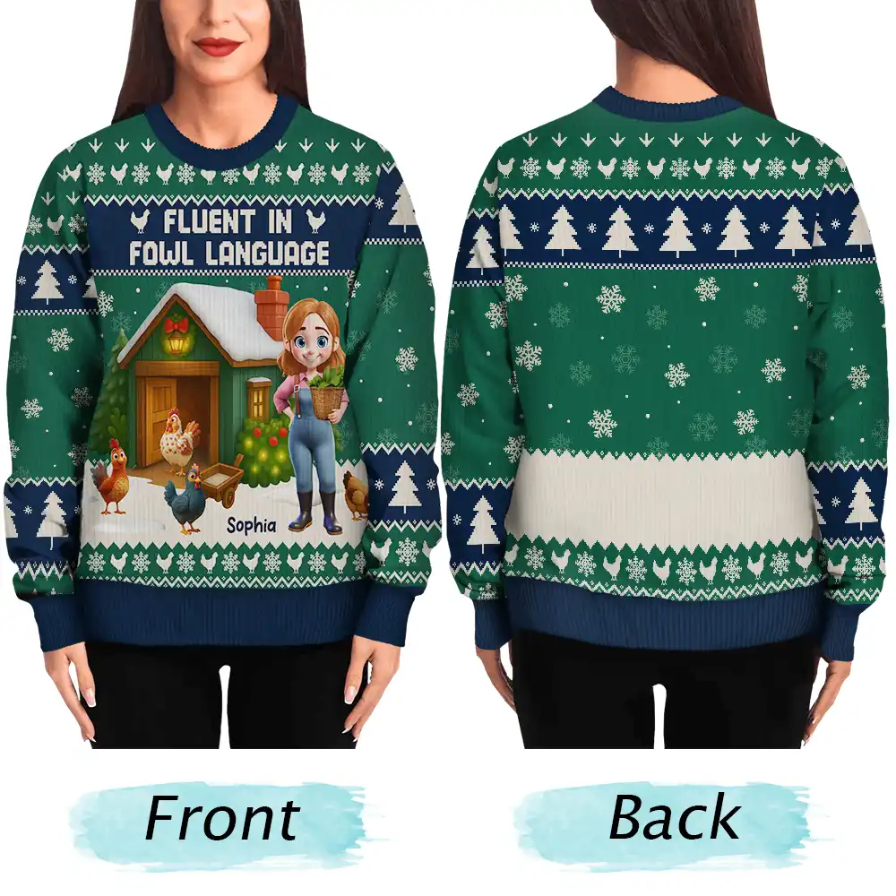 All I Want for Christmas Is Chickens - Personalized Unisex Ugly Sweater - Image 5
