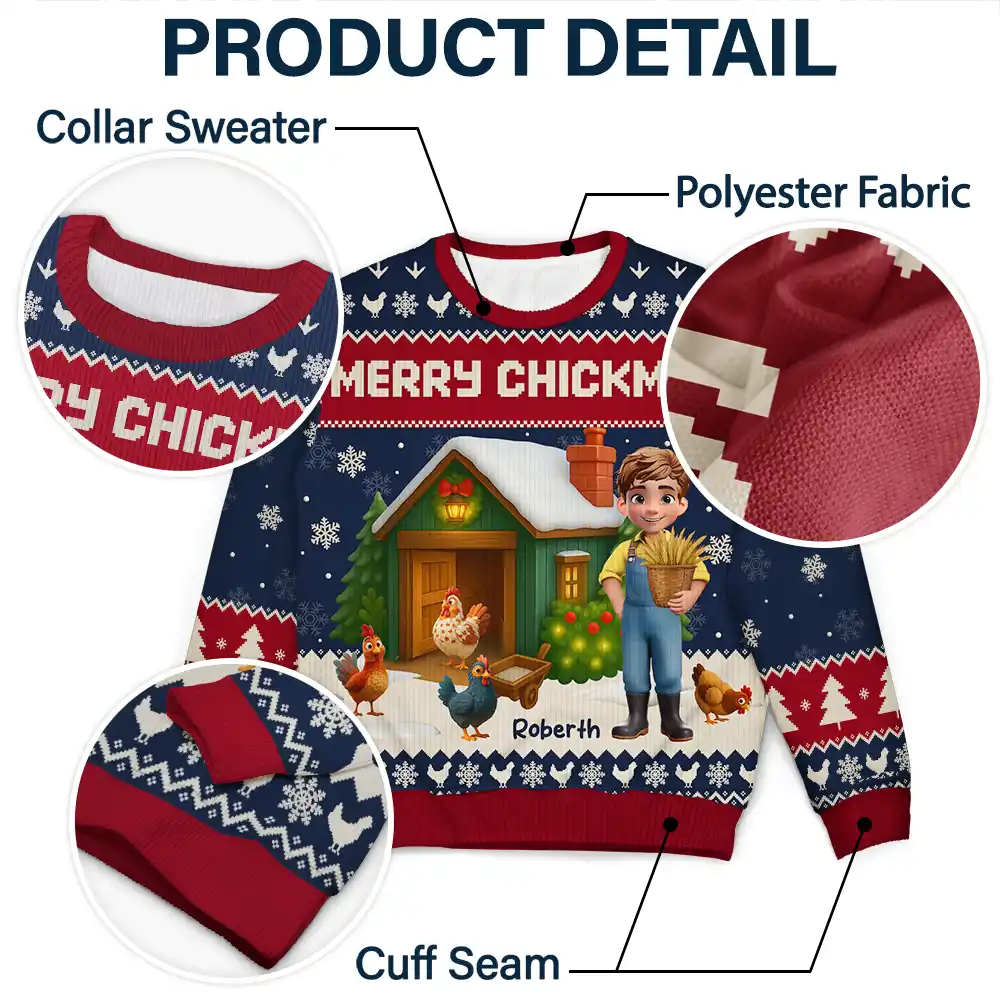 All I Want for Christmas Is Chickens - Personalized Unisex Ugly Sweater - Image 6