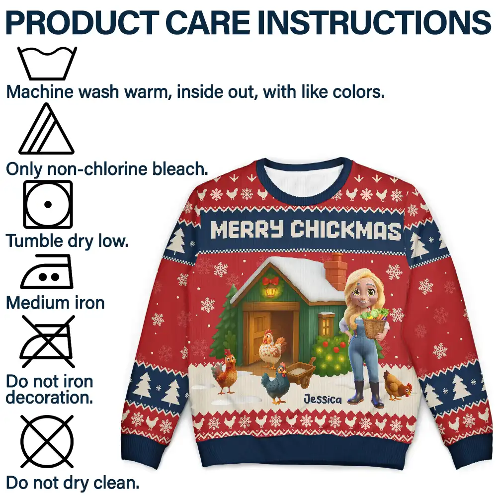 All I Want for Christmas Is Chickens - Personalized Unisex Ugly Sweater - Image 7