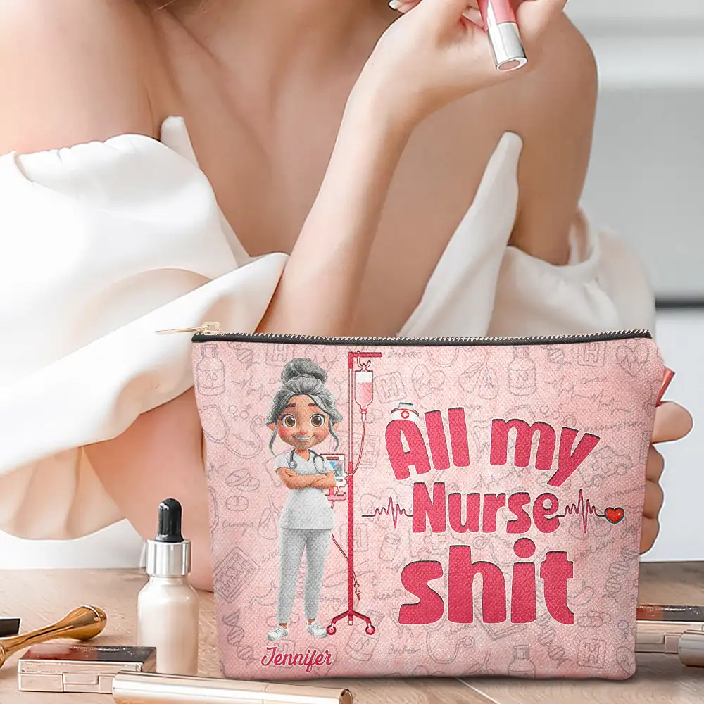 All My Nurse Sh*t - Personalized Cosmetic Bag - Image 2
