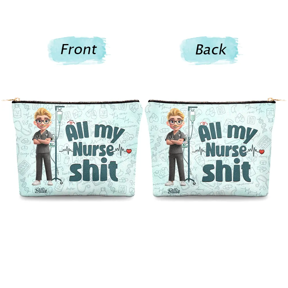 All My Nurse Sh*t - Personalized Cosmetic Bag - Image 4