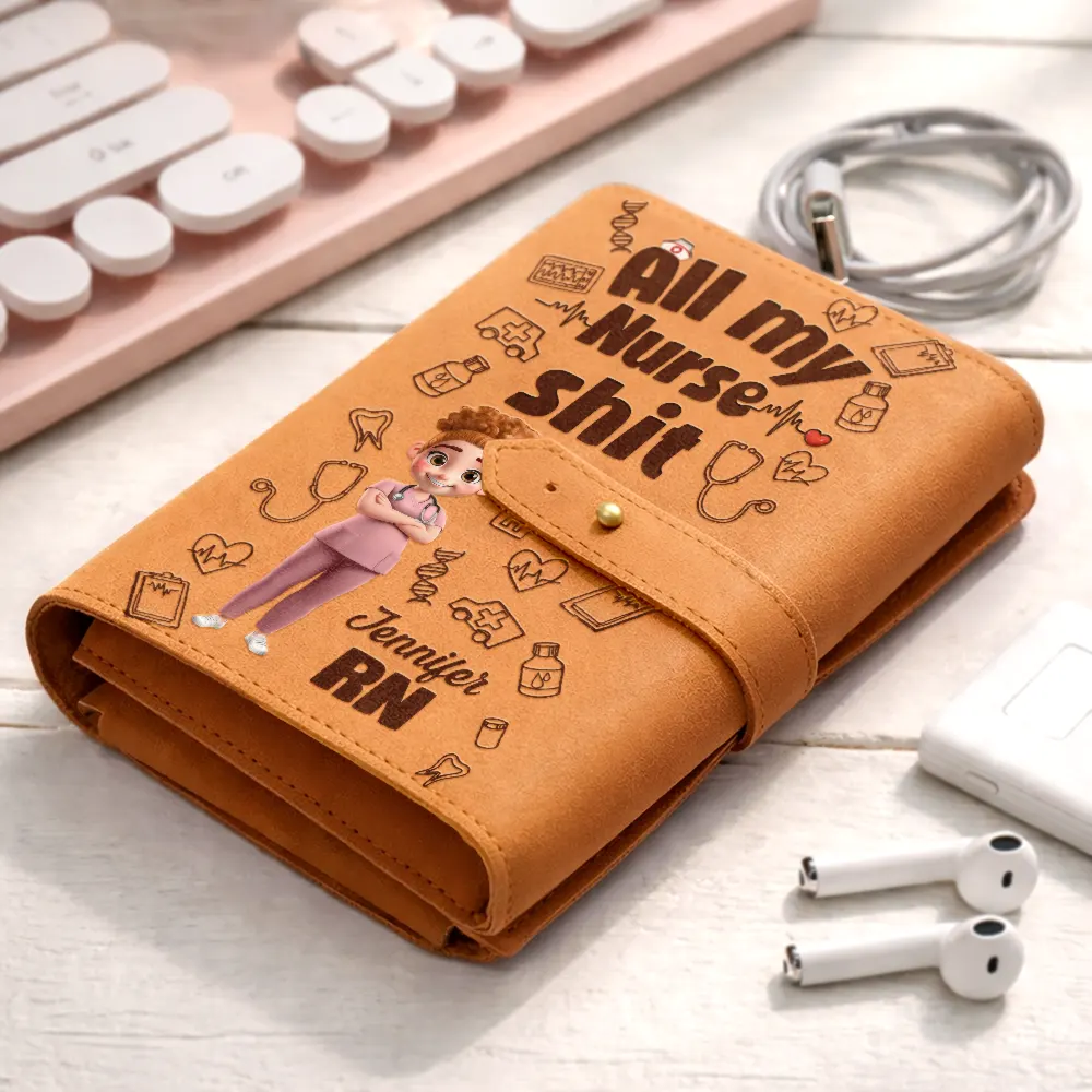 All My Nurse Sh*t - Personalized Leather Cable Bag - Image 2