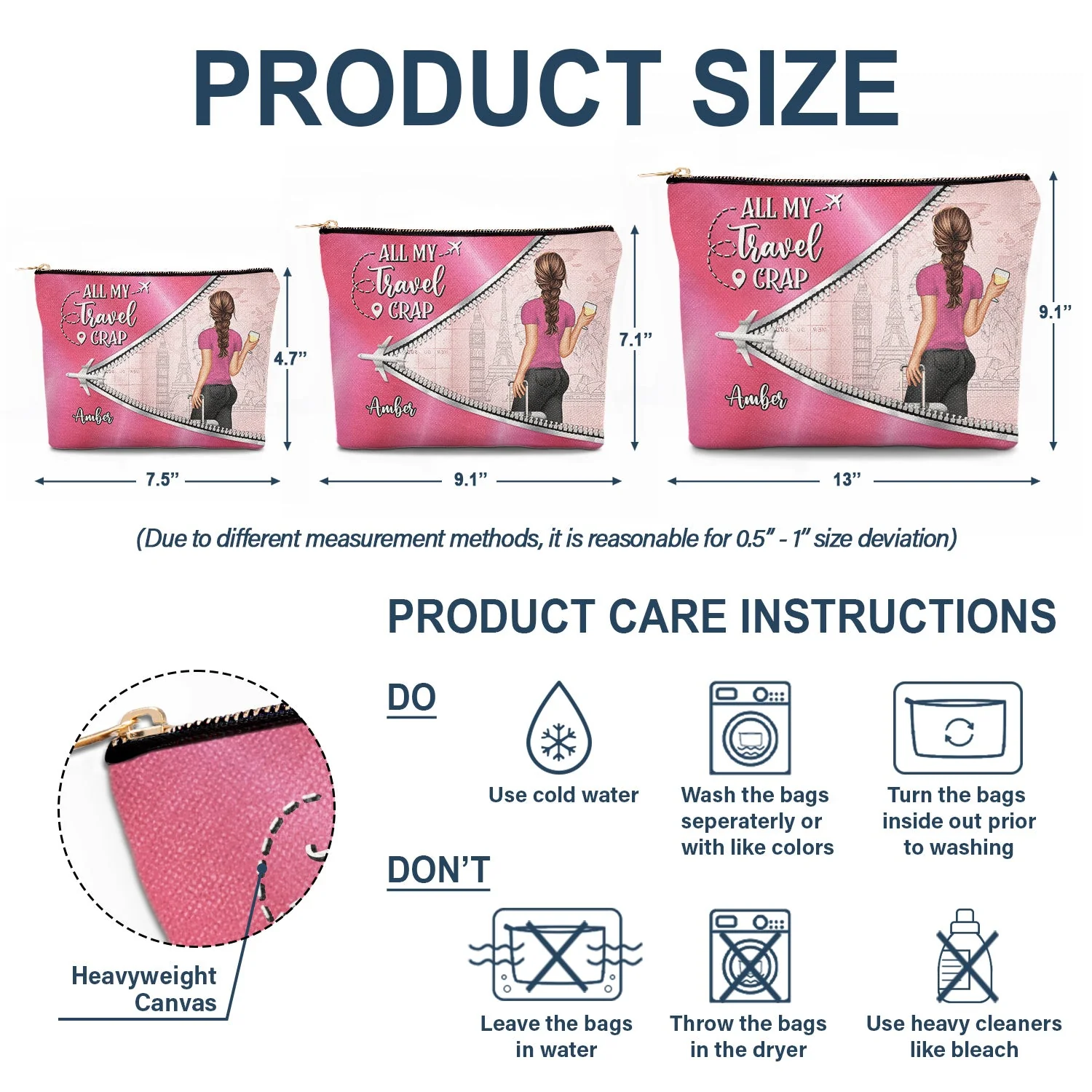 All My Travel Crap - Funny Gift For Traveling Lovers, Travelers, Women - Personalized Cosmetic Bag - Image 6