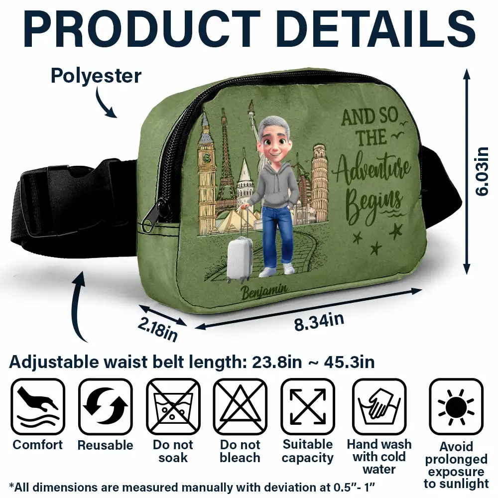 All My Travel Crap - Personalized Crossbody Belt Bag - Image 6