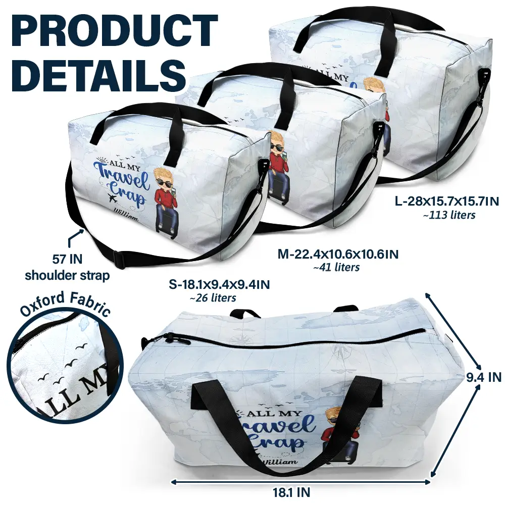 All My Travel Crap - Personalized Duffle Bag - Image 6