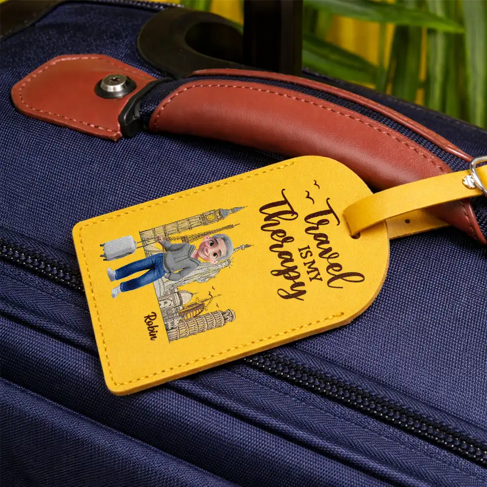 All My Travel Crap - Personalized Leather Luggage Tag - Image 3
