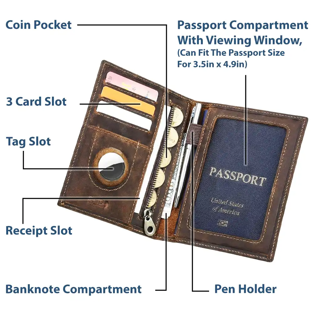 All My Travel Crap - Personalized Leather Passport Holder - Image 4