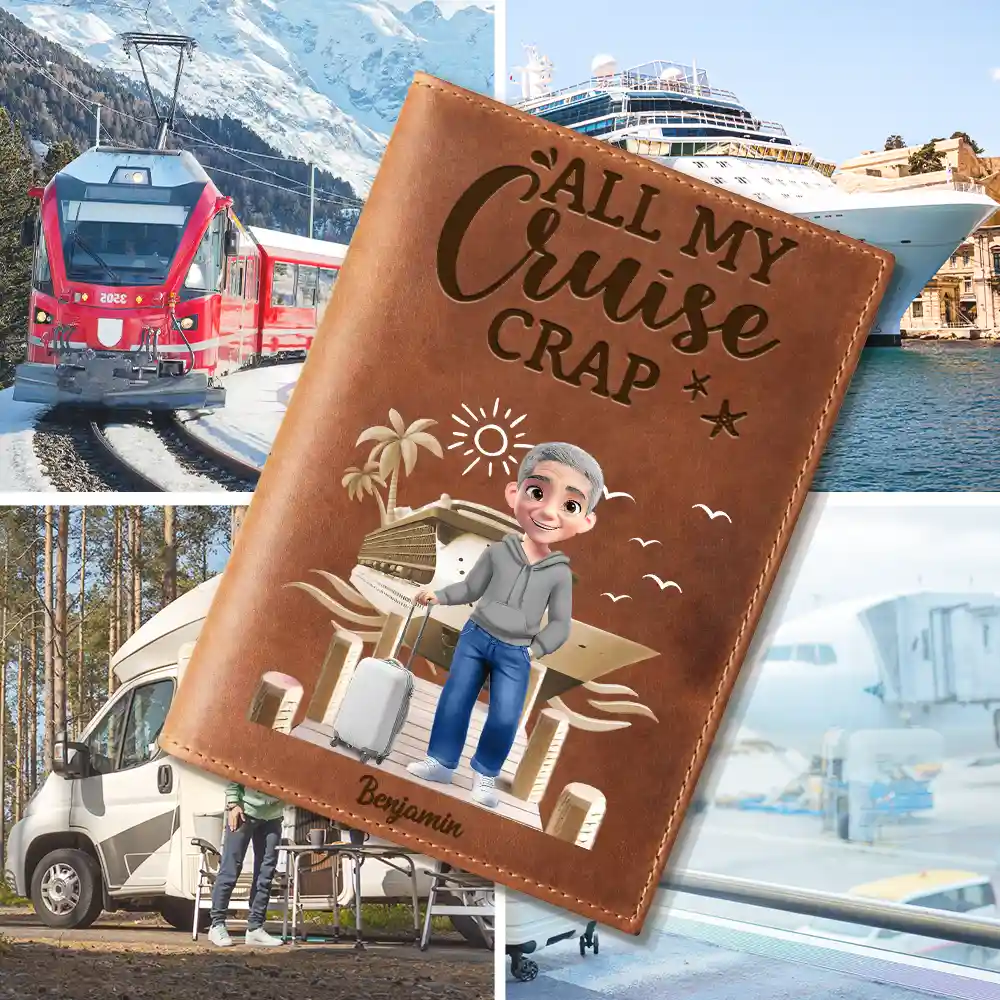 All My Travel Crap - Personalized Leather Passport Holder - Image 6