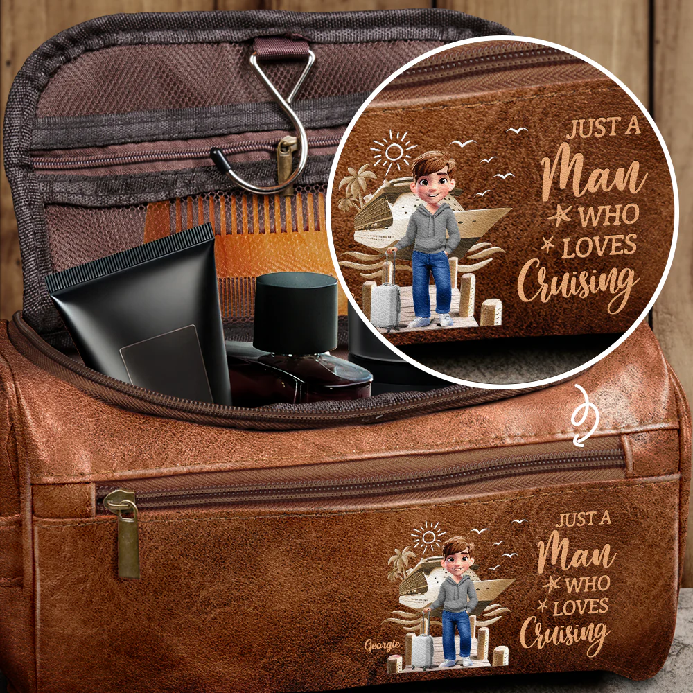 All My Travel Crap - Personalized Leather Toiletry Bag