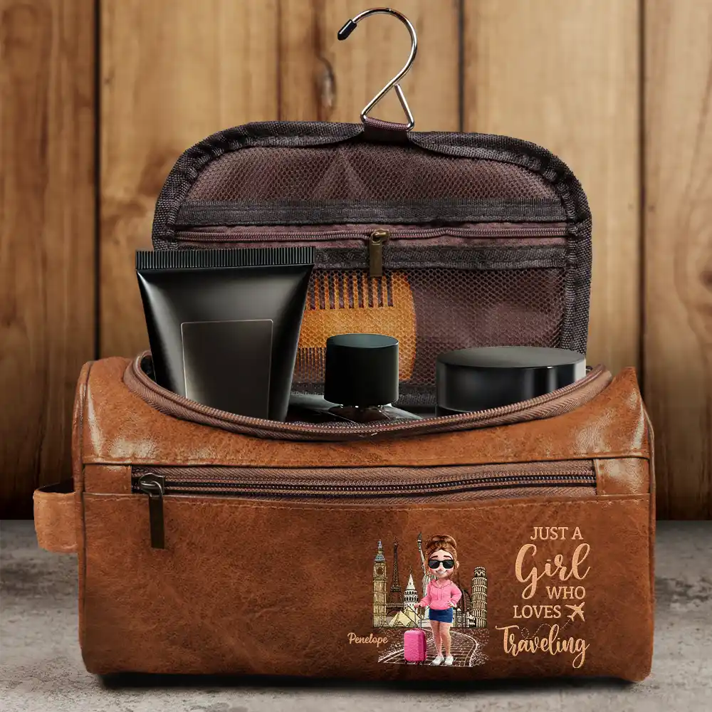 All My Travel Crap - Personalized Leather Toiletry Bag - Image 4