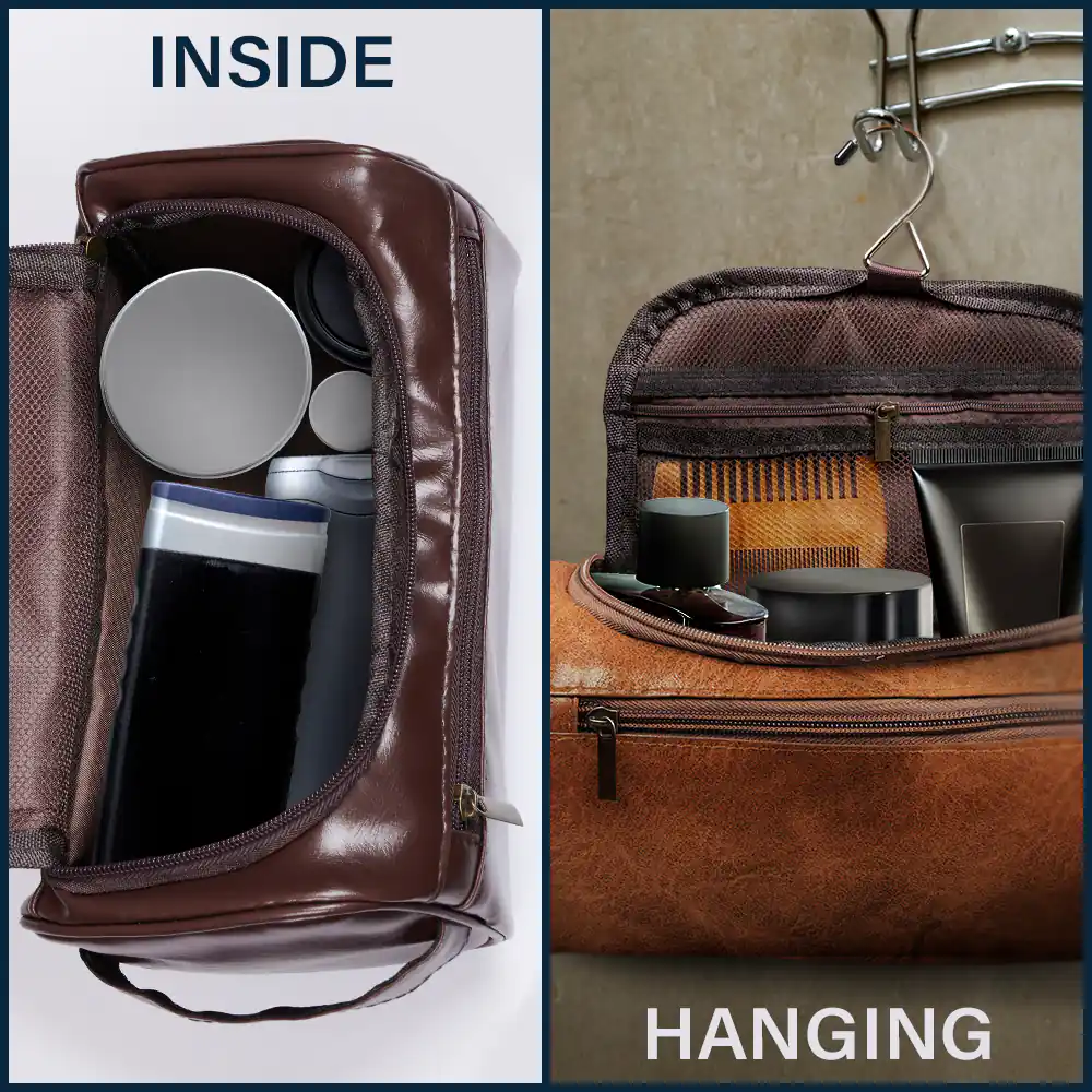 All My Travel Crap - Personalized Leather Toiletry Bag - Image 6