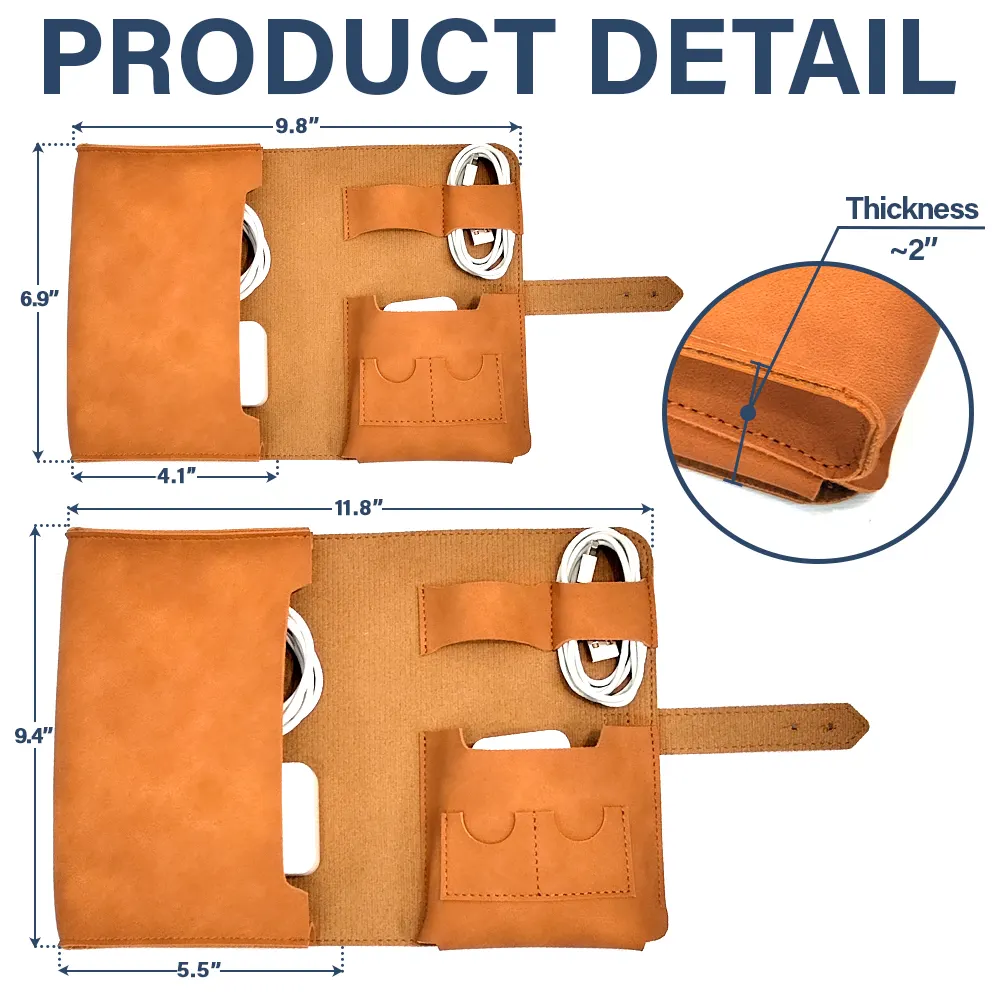 All My Travel Crap Woman Man - Personalized Leather Cable Bag - Image 4