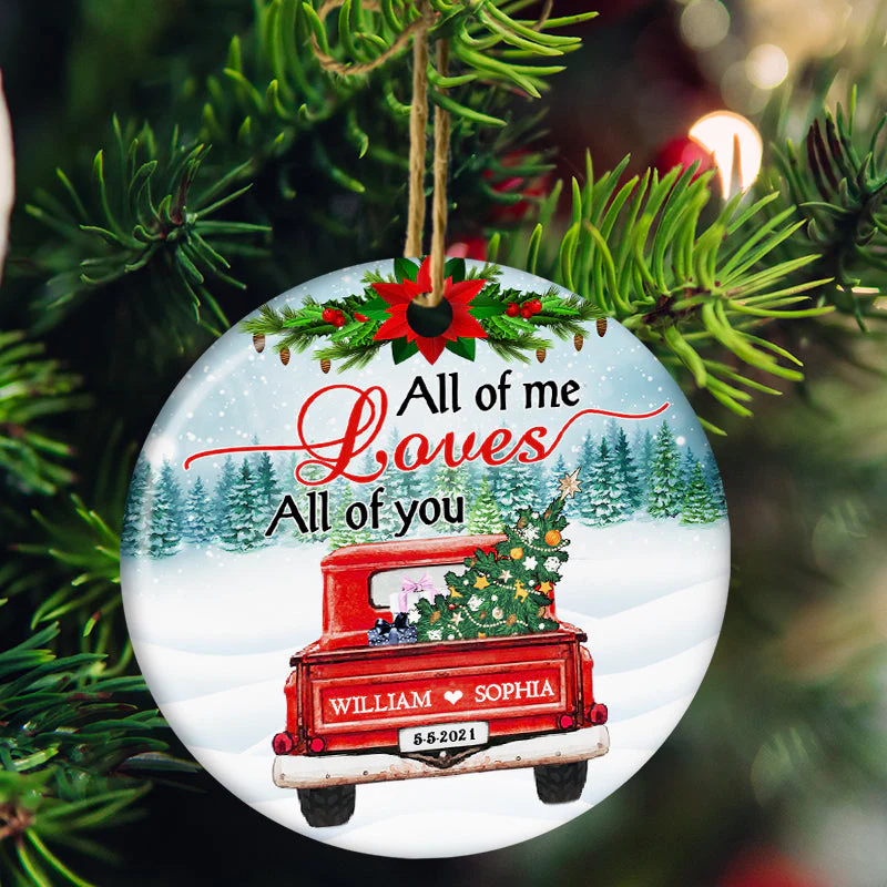 All Of Me - Gift For Couple - Personalized Custom Circle Ceramic Ornament - Image 3