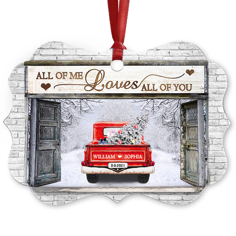 All Of Me Loves All Of You - Christmas Gift For Couple - Personalized Custom Wooden Ornament, Aluminum Ornament - Image 2