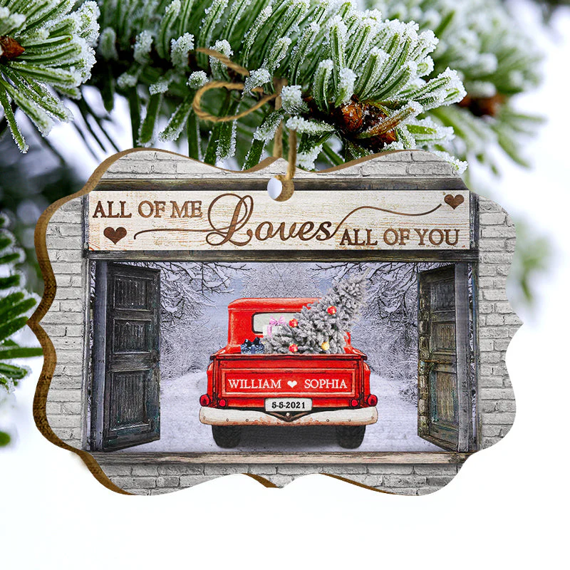 All Of Me Loves All Of You - Christmas Gift For Couple - Personalized Custom Wooden Ornament, Aluminum Ornament - Image 4