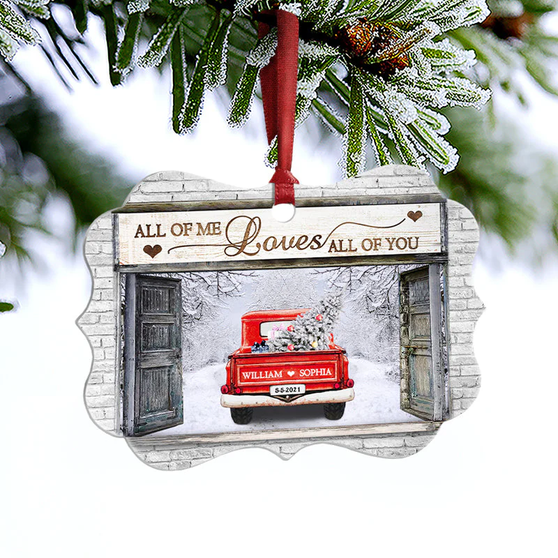 All Of Me Loves All Of You - Christmas Gift For Couple - Personalized Custom Wooden Ornament, Aluminum Ornament - Image 6
