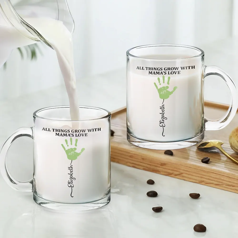 All Things Grow With Mom's Grandma's Love - Personalized Glass Mug - Image 4