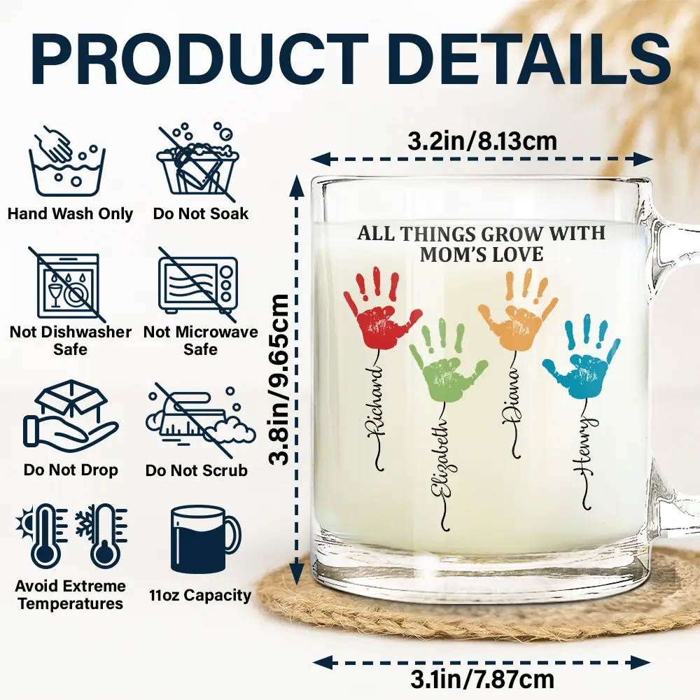 All Things Grow With Mom's Grandma's Love - Personalized Glass Mug - Image 5
