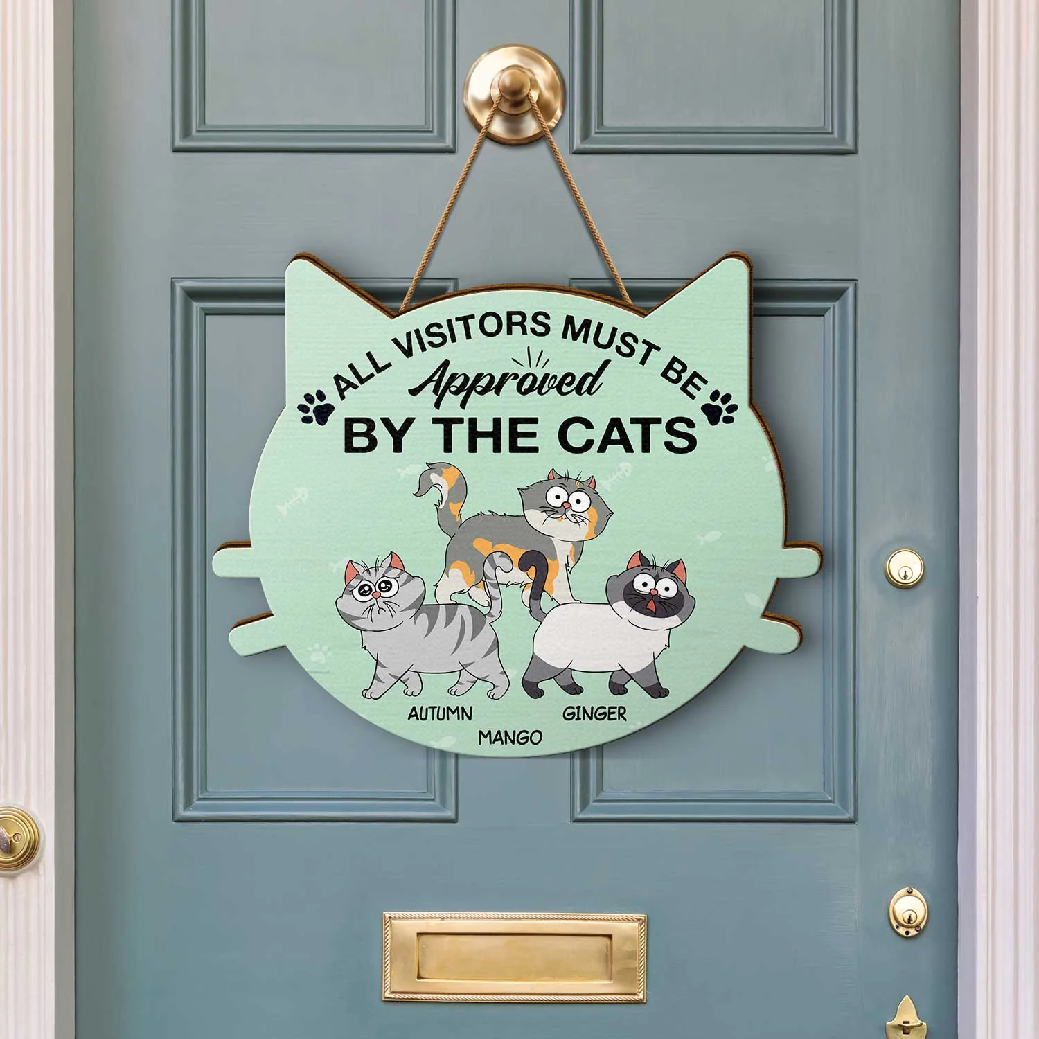 All Visitors Must Be Approved By The Cats - Gift For Cat Lovers - Personalized Custom Shaped Wood Sign - Image 3