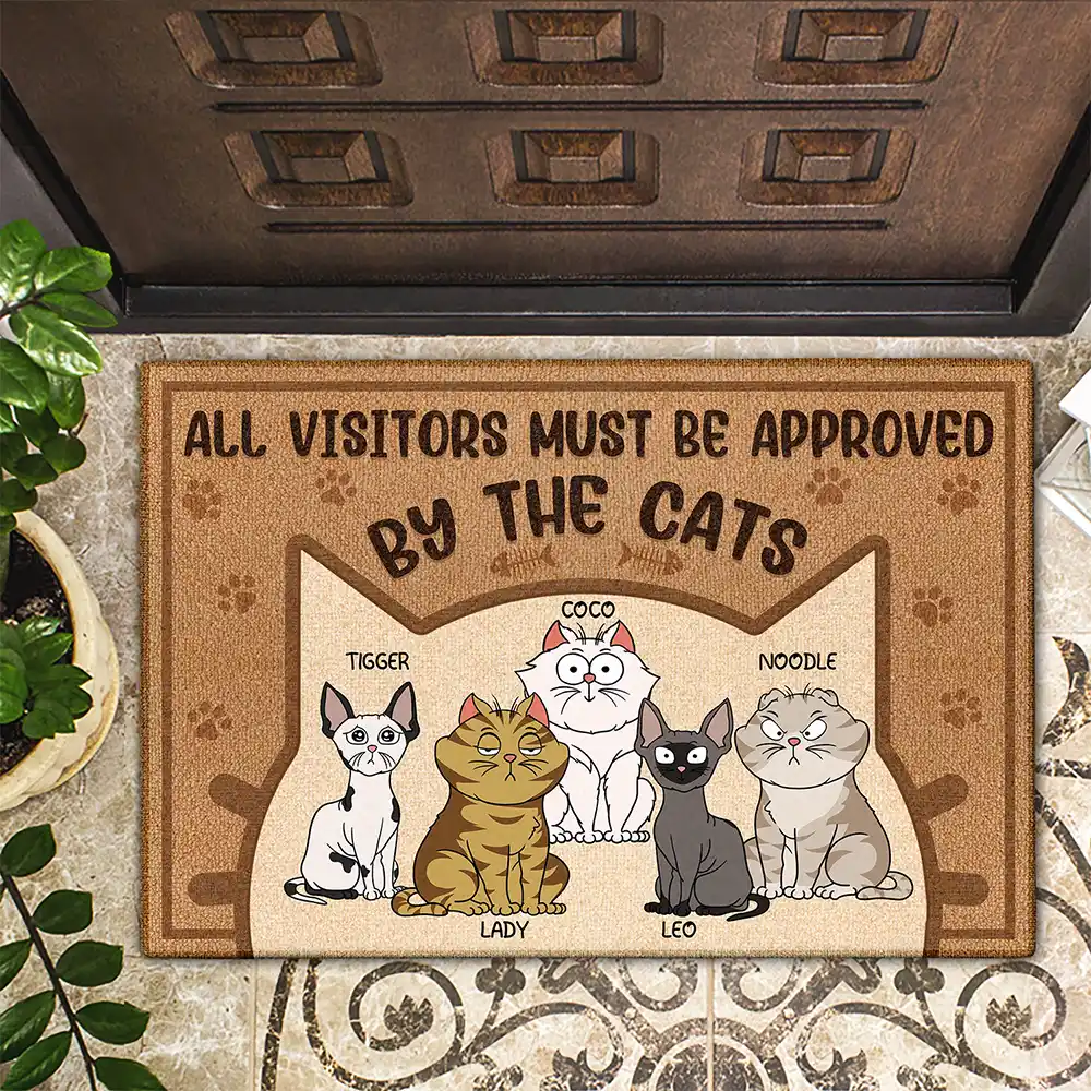 All Visitors Must Be Approved By The Cats - Personalized Doormat - Image 2