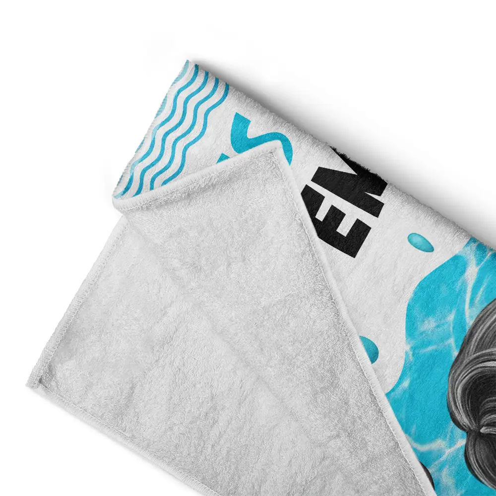 Alphabet Kid Baby On Swimming Pool Float - Personalized Beach Towel - Image 4