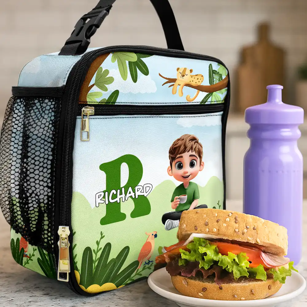 Alphabet Name 3D Effect Kid - Personalized Kids Lunch Bag - Image 2