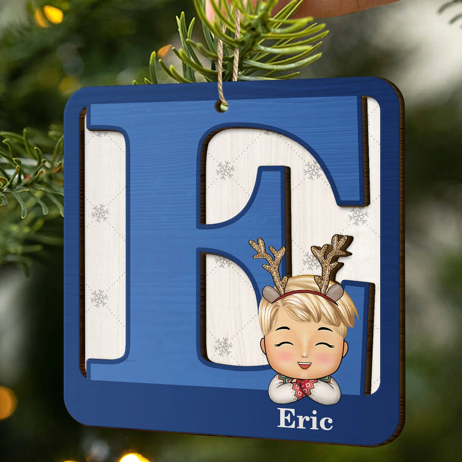 Alphabet Name - Christmas Gift For Kids - Personalized 2-Layered Wooden Ornament - Image 2