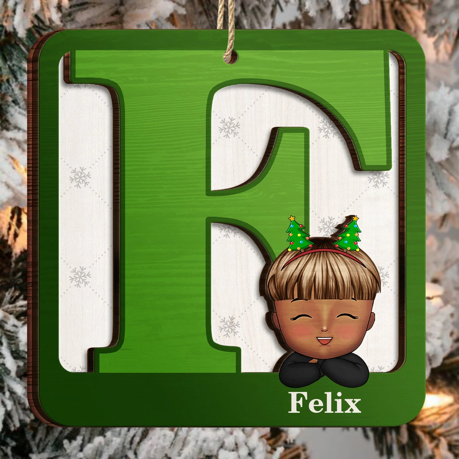 Alphabet Name - Christmas Gift For Kids - Personalized 2-Layered Wooden Ornament - Image 3