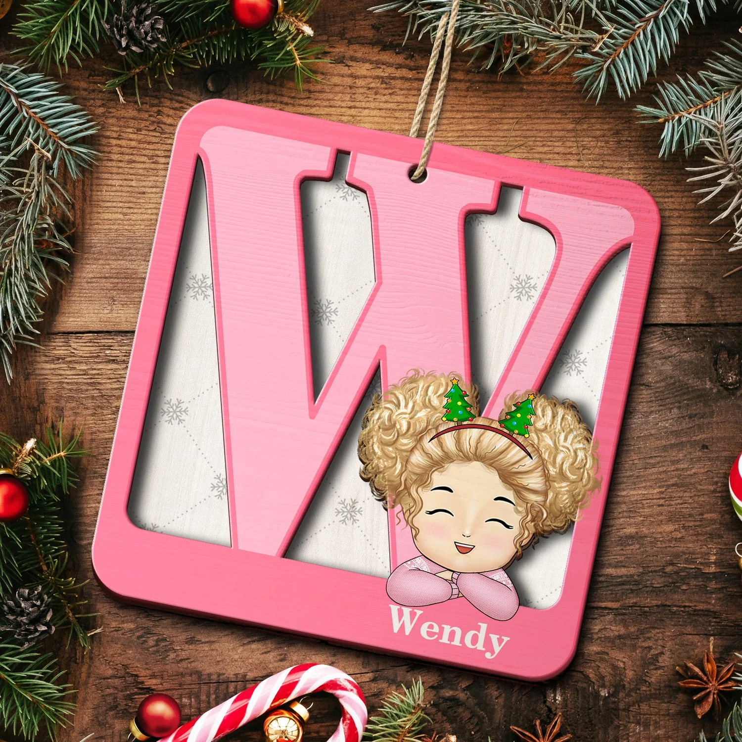 Alphabet Name - Christmas Gift For Kids - Personalized 2-Layered Wooden Ornament - Image 5