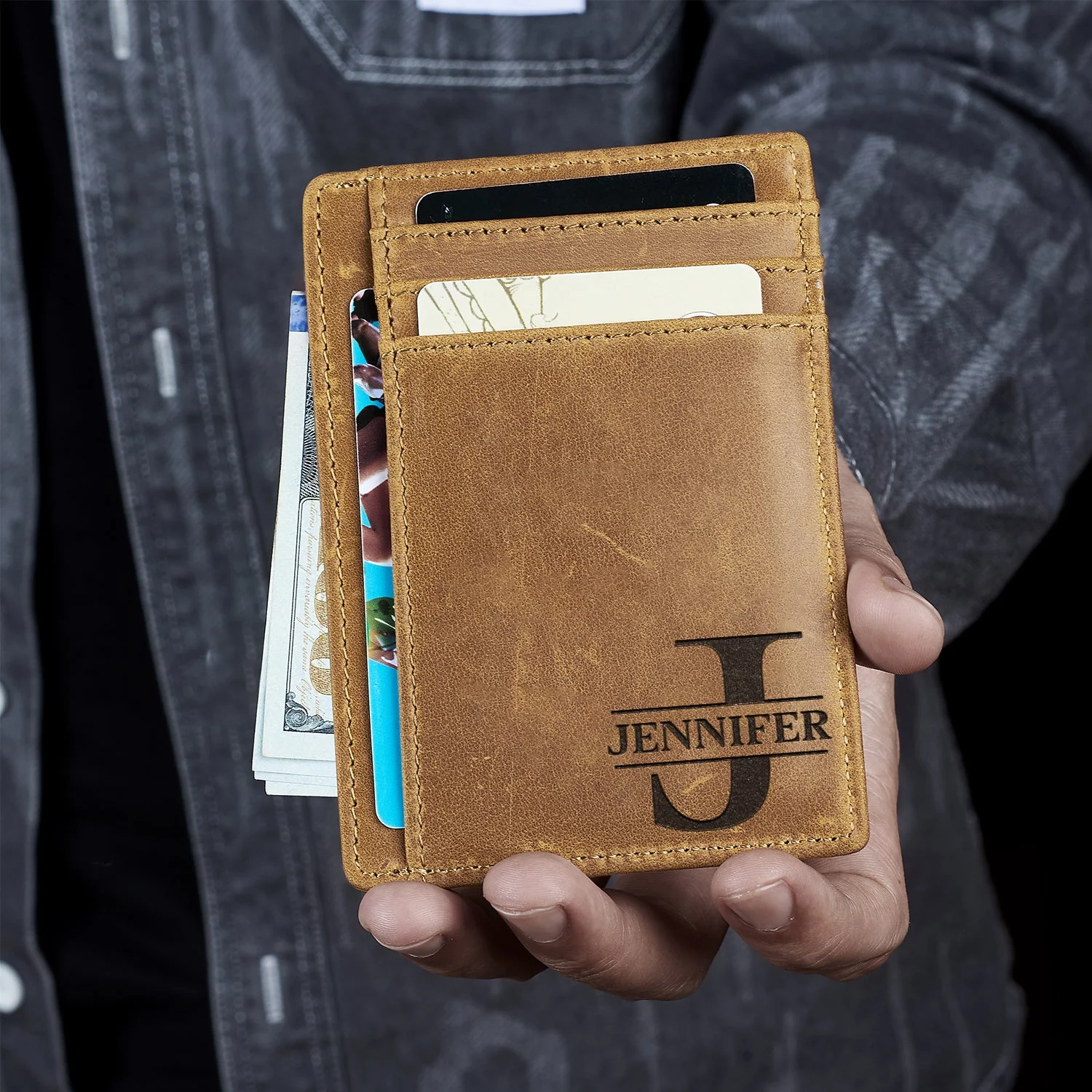 Alphabet Name - Gift For Men, Women, Dad, Mom, Husband, Wife - Personalized Card Wallet - Image 4