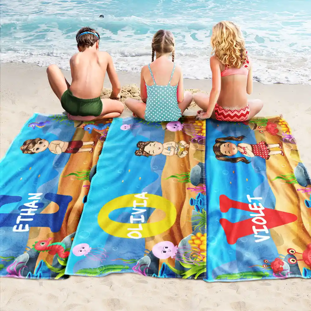 Alphabet Name Kid - Personalized Beach Towel - Image 2