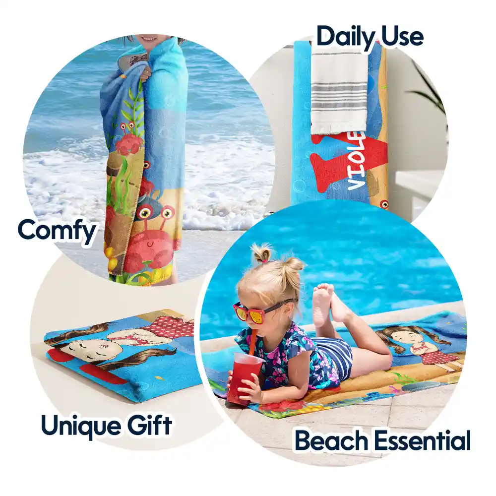 Alphabet Name Kid - Personalized Beach Towel - Image 5
