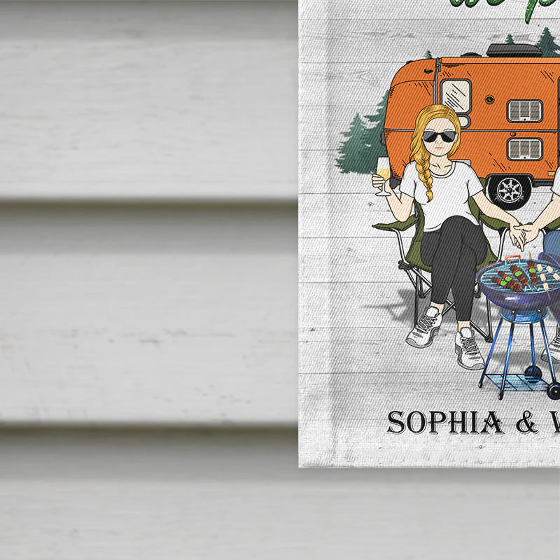 Always At Home Wherever We Park It Husband Wife Couple - Gift For Camping Couples - Personalized Custom Flag - Image 4