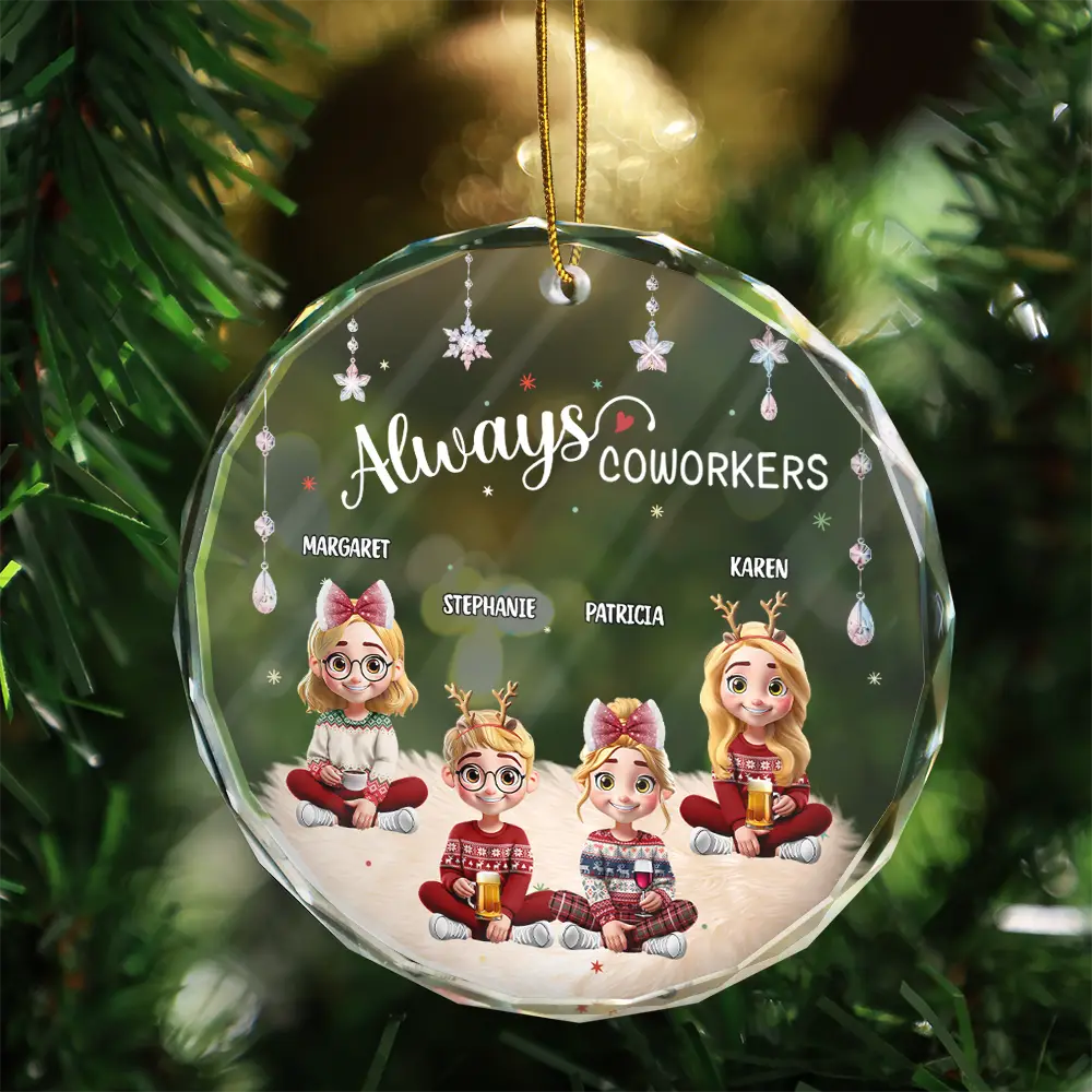 Always Besties 3D Effect - Personalized Circle Glass Ornament - Image 3
