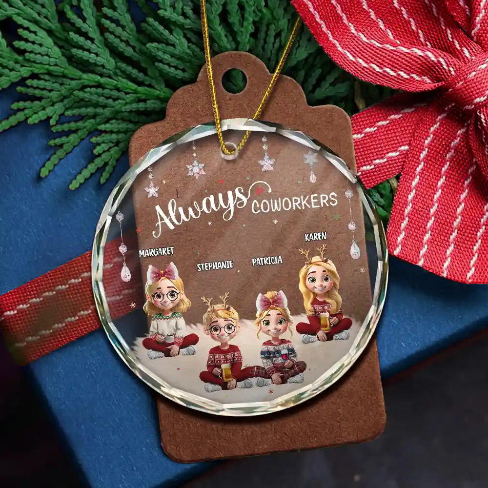 Always Besties 3D Effect - Personalized Circle Glass Ornament - Image 5