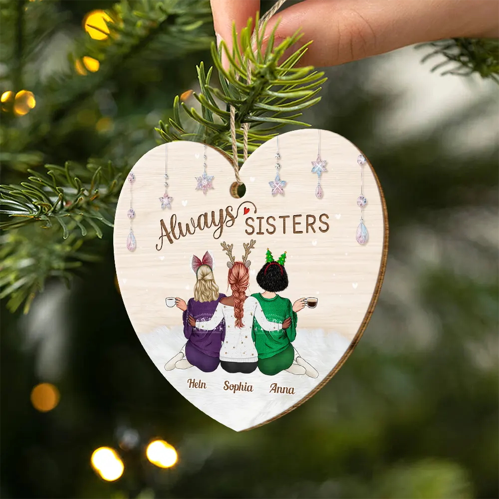 Always Besties Christmas - Personalized Custom Shaped Wooden Ornament - Image 2