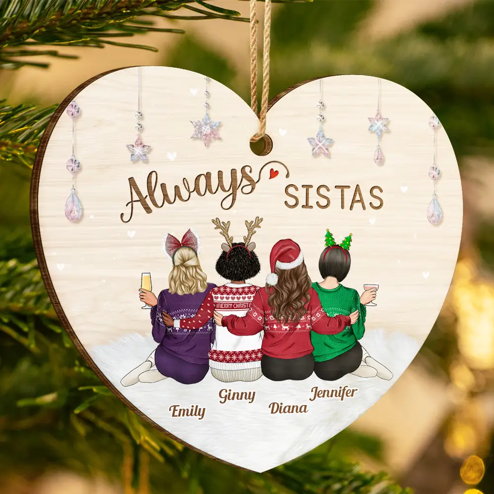 Always Besties Christmas - Personalized Custom Shaped Wooden Ornament - Image 3