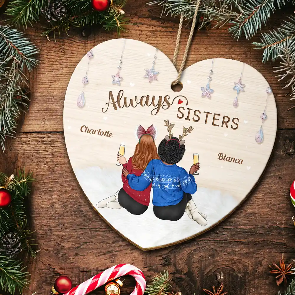 Always Besties Christmas - Personalized Custom Shaped Wooden Ornament - Image 5