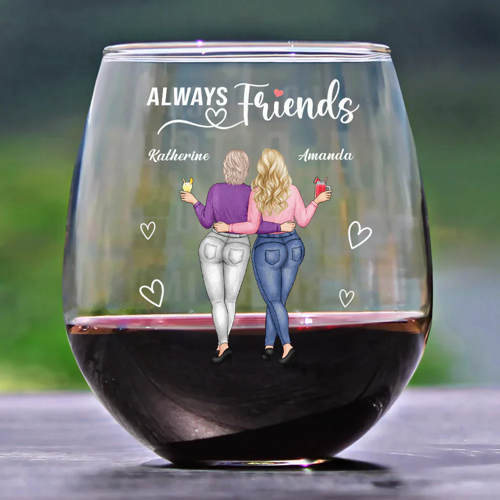 Always Besties Right In The Throat - Personalized Stemless Wine Glass - Image 2