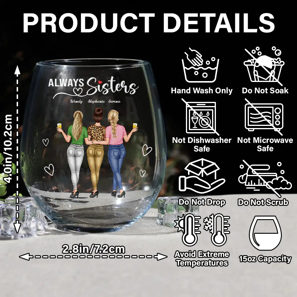 Always Besties Right In The Throat - Personalized Stemless Wine Glass - Image 5