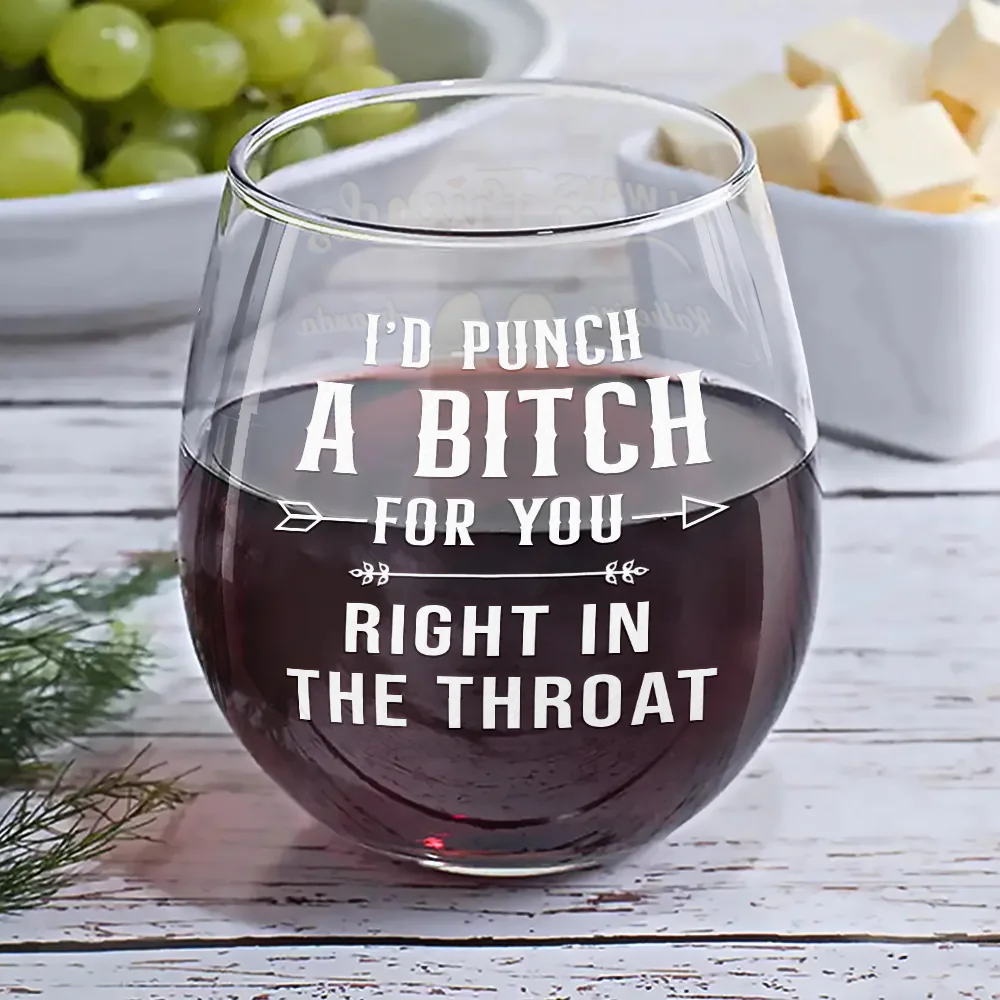 Always Besties Right In The Throat - Personalized Stemless Wine Glass - Image 6
