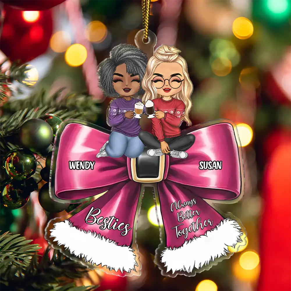 Always Better Together Besties Christmas - Personalized Cutout Acrylic Ornament - Image 5