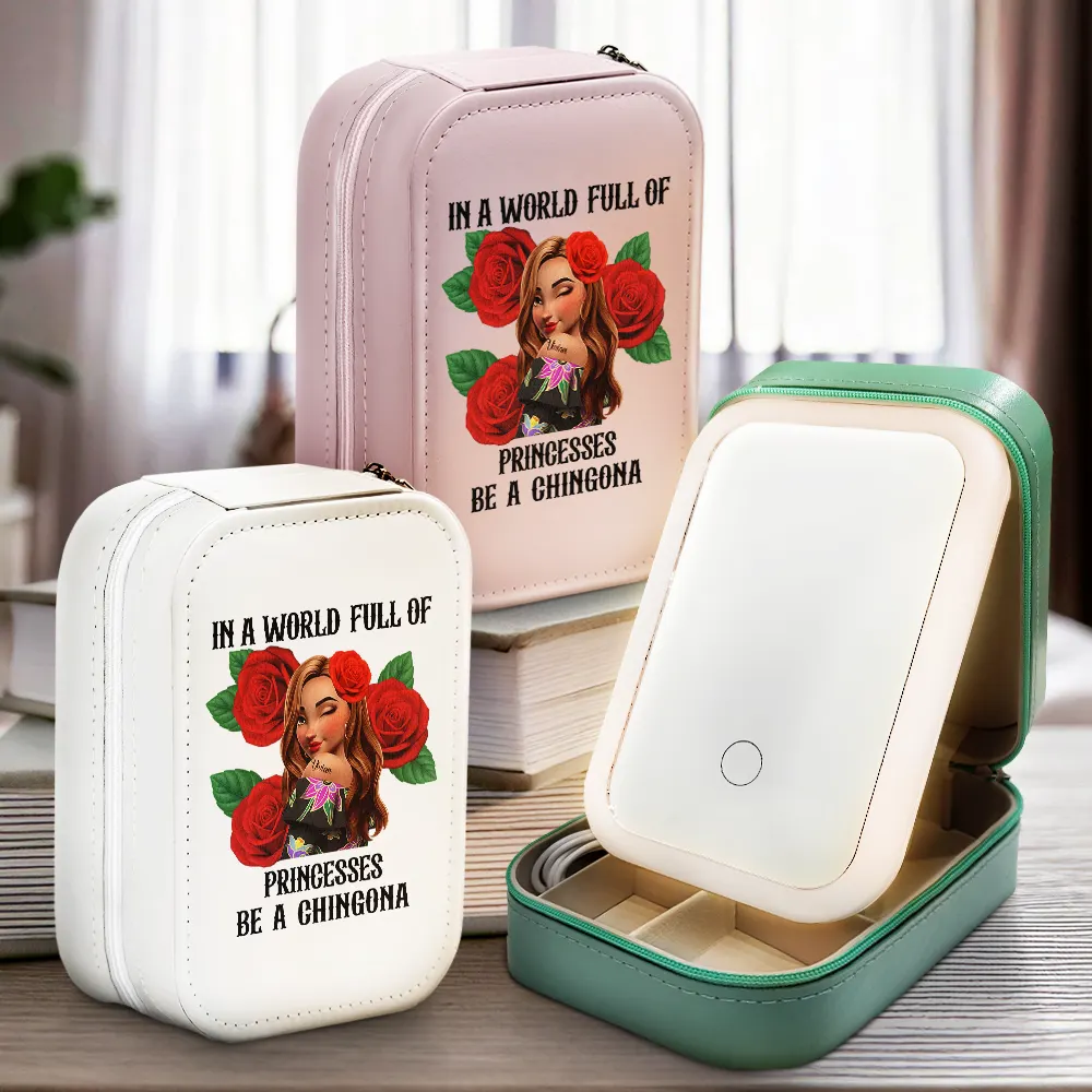 Always Chingona Sometimes Cabrona But Never Pendeja Hispanic - Personalized Makeup Box With LED Mirror - Image 2