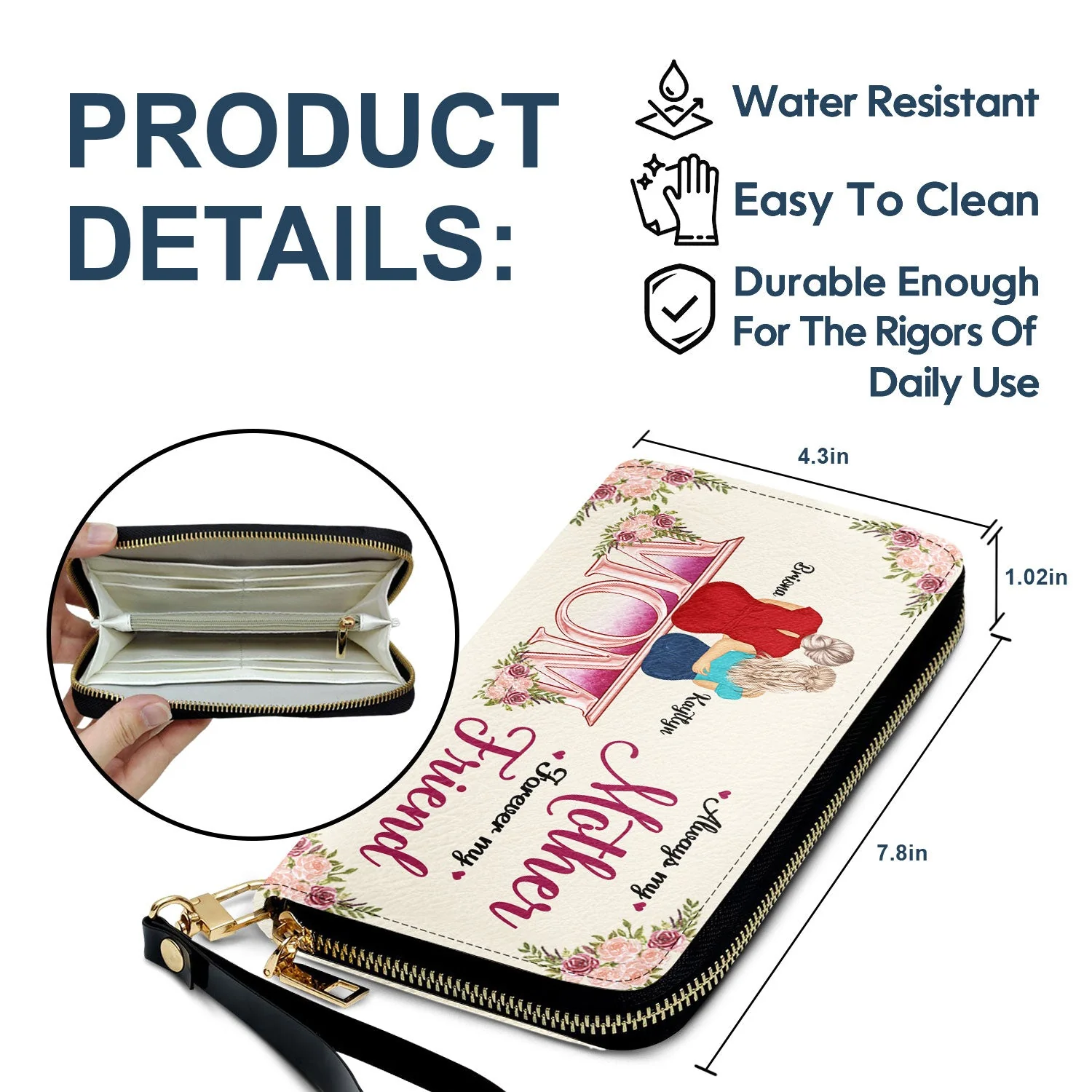 Always My Mother Forever My Friend - Gift For Mom, Mama, Mother - Personalized Leather Long Wallet - Image 6