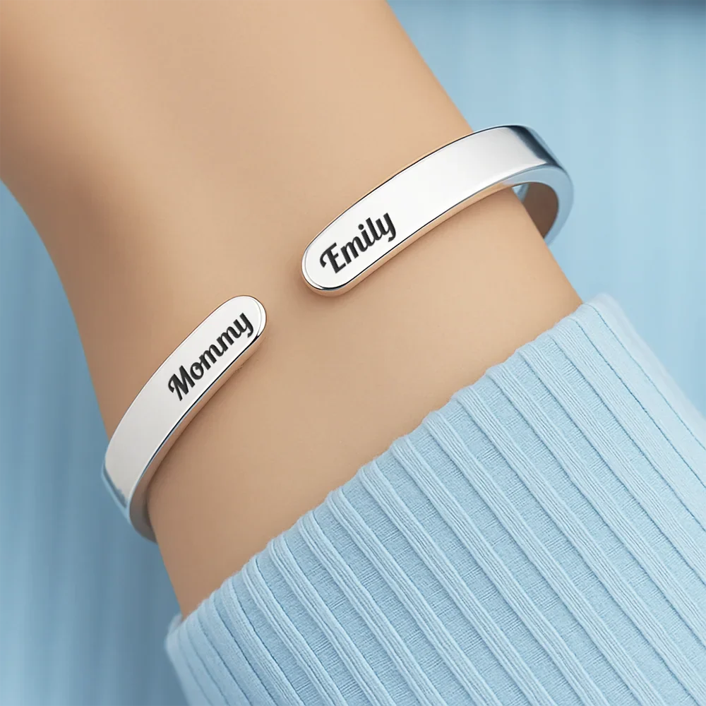 Always My Mother Forever My Friend - Personalized Bangle Bracelet Cuff - Image 4