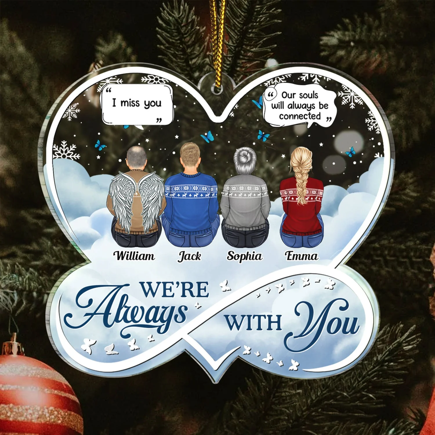 Always On My Mind Forever In My Heart Forever Loved - Christmas Memorial Gift - Personalized Custom Shaped Acrylic Ornament - Image 3