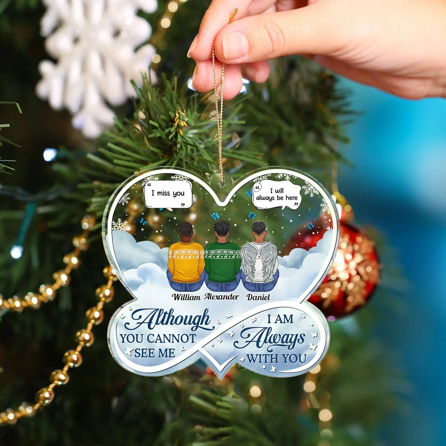 Always On My Mind Forever In My Heart Forever Loved - Christmas Memorial Gift - Personalized Custom Shaped Acrylic Ornament - Image 4