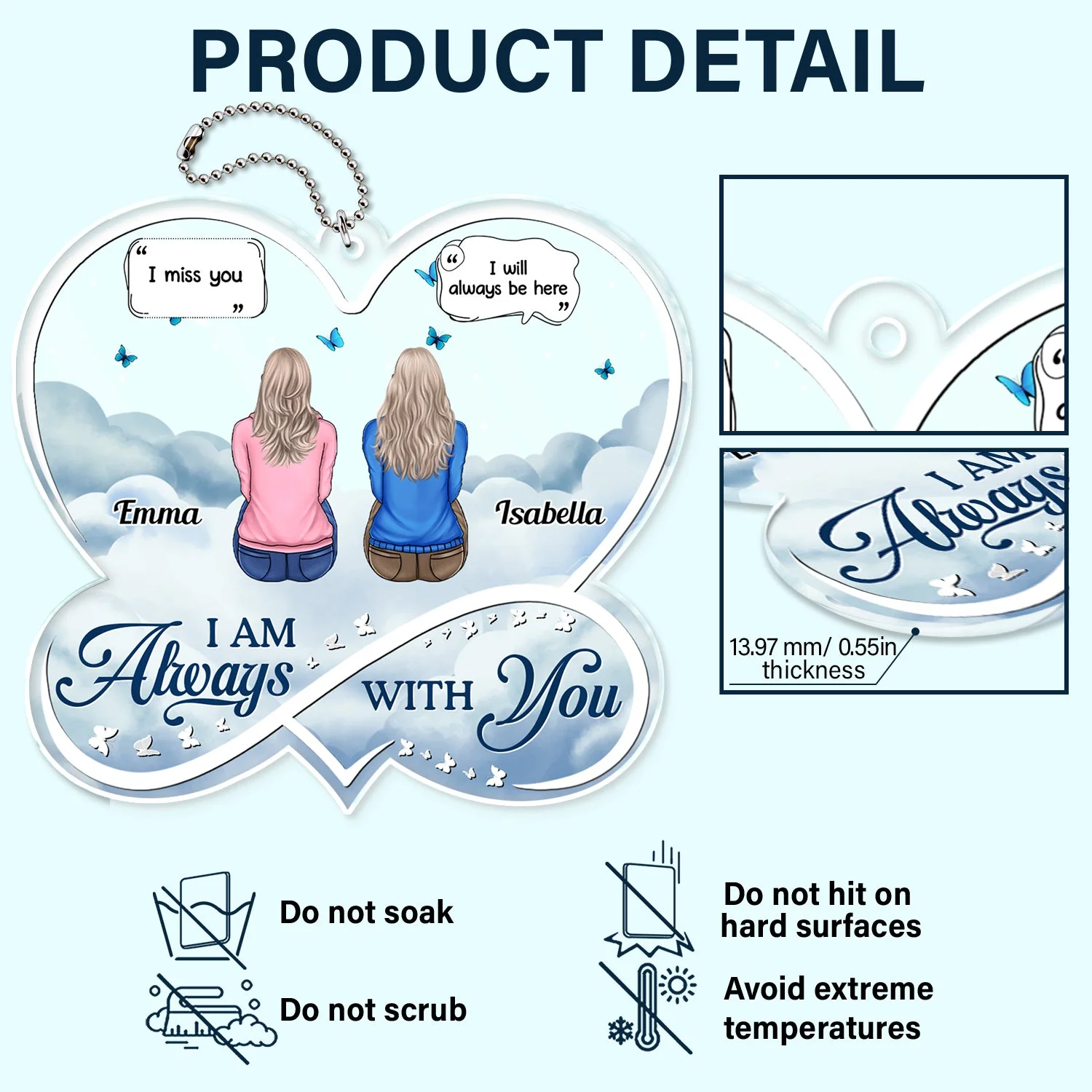 Always On My Mind Forever In My Heart Forever Loved - Memorial Gift For Family - Personalized Acrylic Car Hanger - Image 5